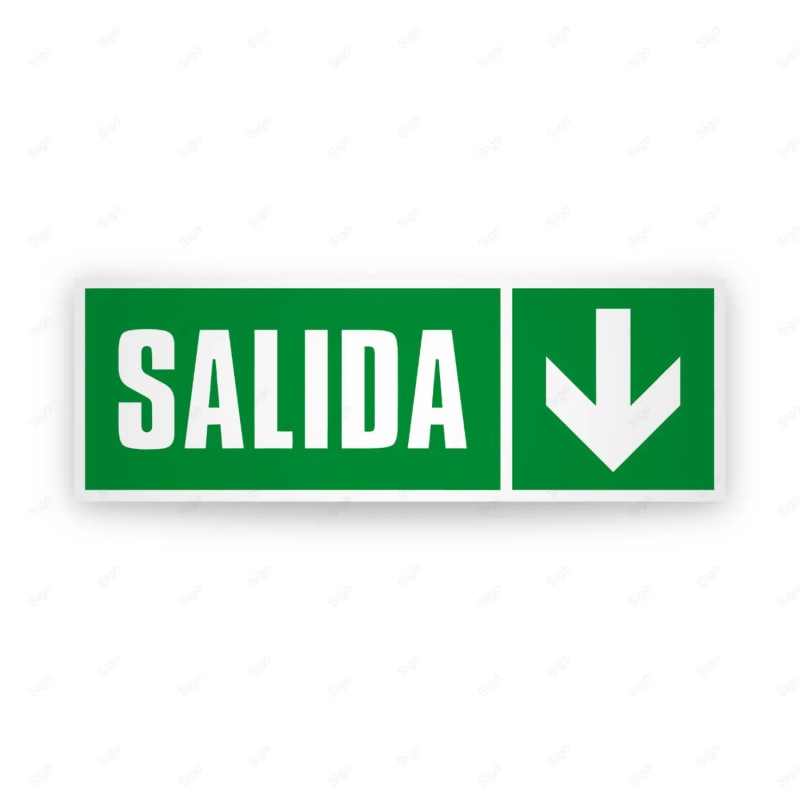 Rótulo de Ruta de Evacuación - Salida flecha para Abajo|Cod. EV-222 Señales de Emergencia