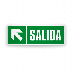 ‣ Rótulo de Ruta de Evacuación - Salida flecha Arriba lado Iz...| SIGO