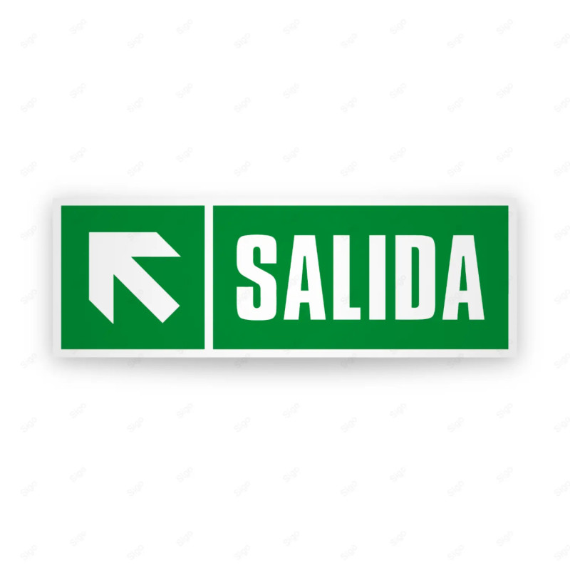 ‣ Rótulo de Ruta de Evacuación - Salida flecha Arriba lado Iz...| SIGO