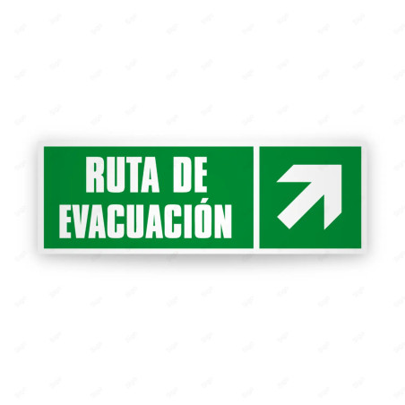 Rótulo de Ruta de Evacuación - Ruta de Evacuación Flecha Arriba a la Derecha | Cod. EV-247
