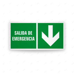 Rótulo de Ruta de Evacuación - Salida de Emergencia Flecha Abajo | Cod. EV-252