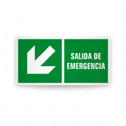 Rótulo de Ruta de Evacuación - Salida de Emergencia Flecha Abajo a la Izquierda |Cod. EV-256