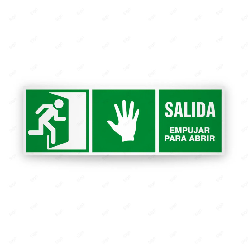 Rótulo de Ruta de Evacuación - Salida Empujar Para Abrir | Cod. EV-284
