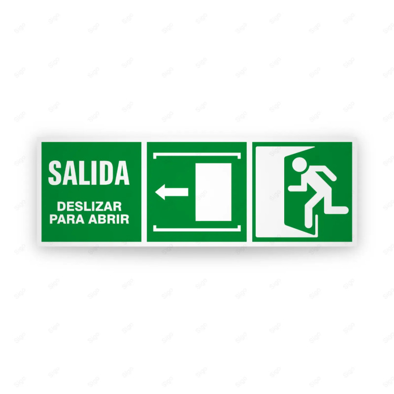 Rótulo de Ruta de Evacuación -Salida Deslizar Para Abrir | Cod. EV-283