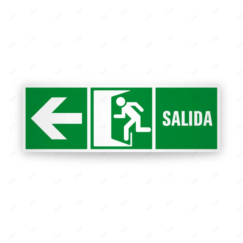 Rótulo de Ruta de Evacuación - Salida de Emergencia Flecha lado Izquierdo |Cod. EV-286