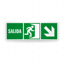 Rótulo de Ruta de Evacuación - Salida Flecha Abajo lado Derecha |Cod. EV-291
