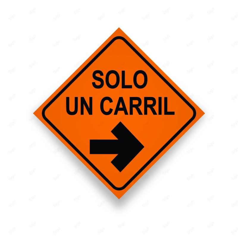 Rótulo Vial Obras y Mantenimiento - Solo un Carril Derecha | Cod. SDO - 14