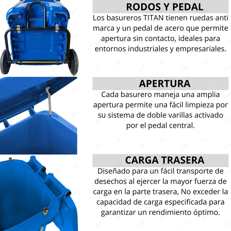 ‣ Basurero Clasificatorio 240 Litros Negro | TITÁN