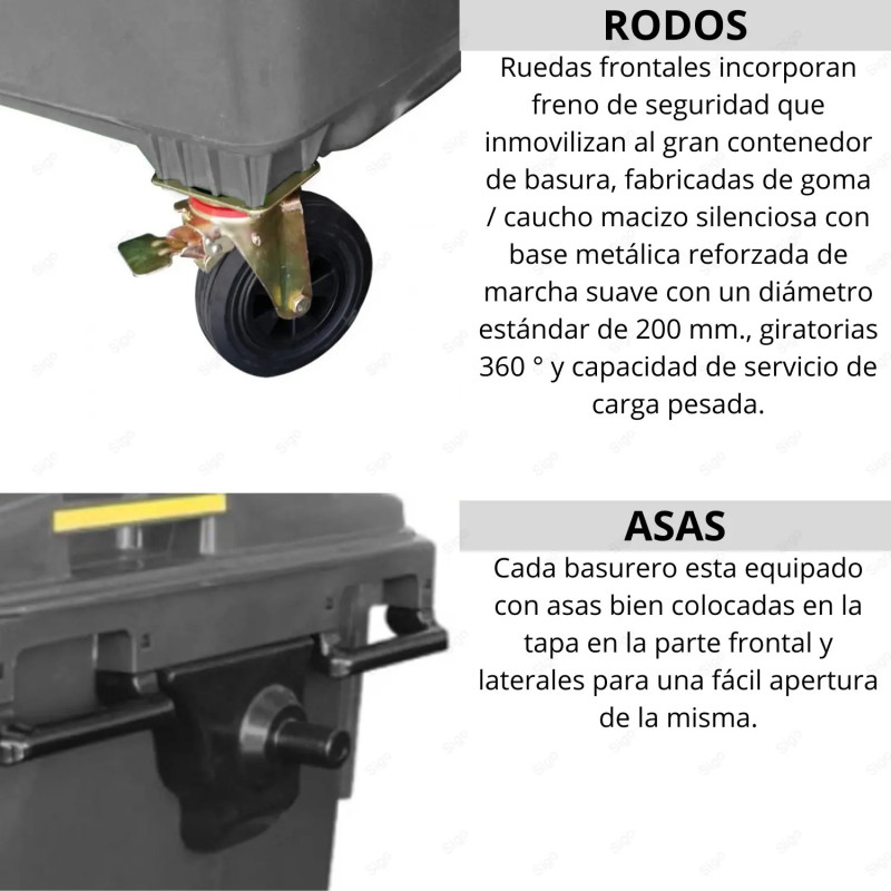 ‣ Contenedores Clasificatorios 660 Litros Negro | TITÁN