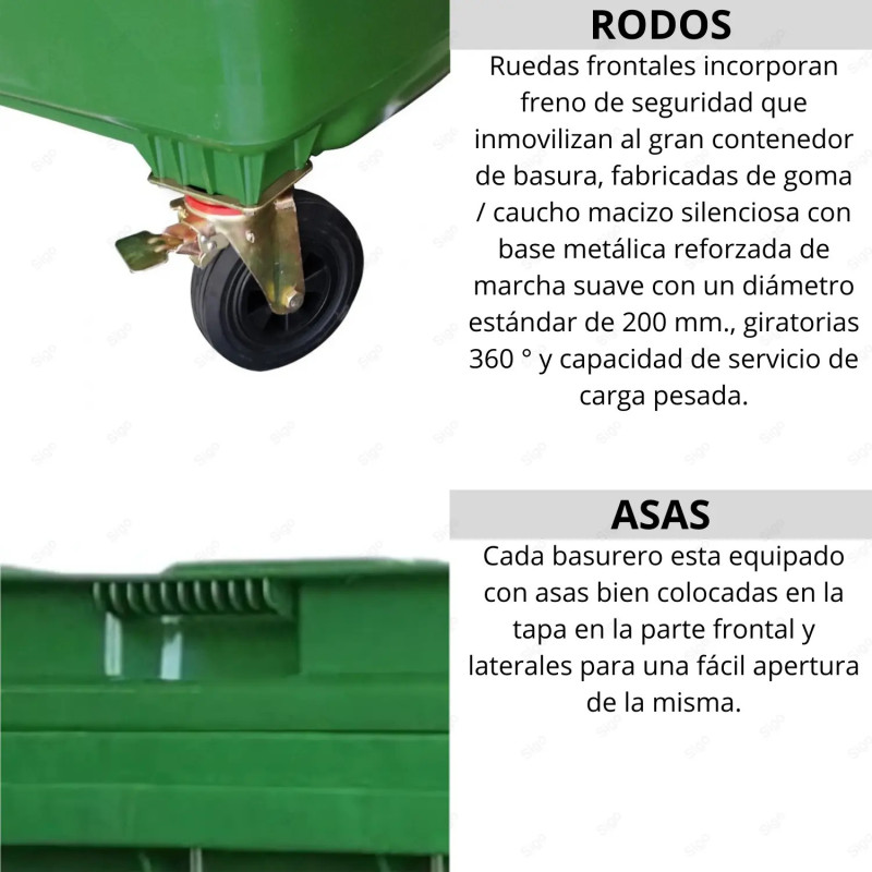 ‣ Contenedores Clasificatorios 1,100 Litros Negro | TITÁN