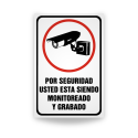 ‣ Rótulo Cámara de Seguridad Monitoreo y Grabación | SIGO
