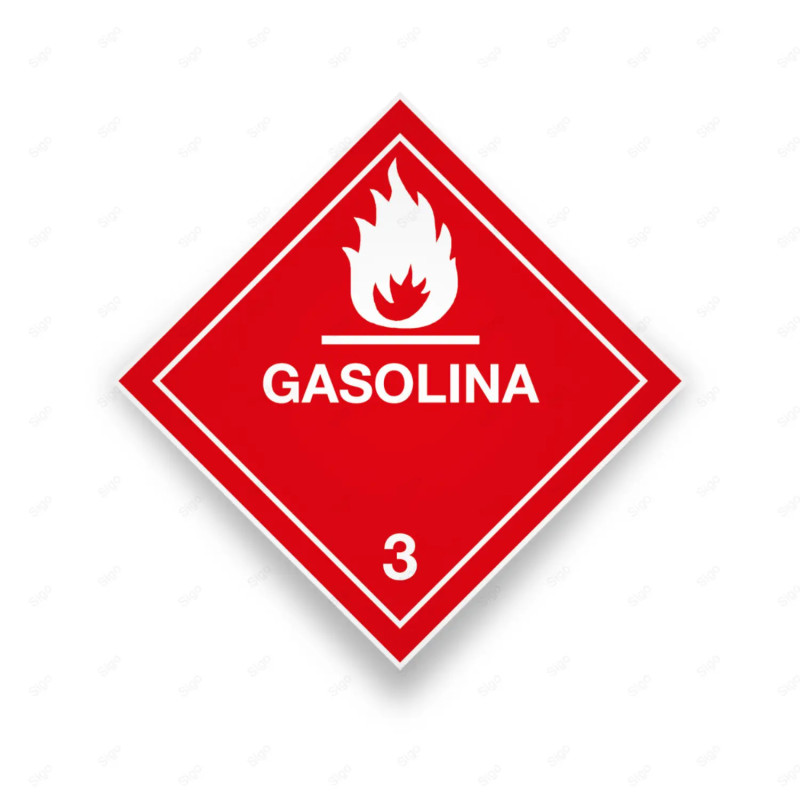 Rombo Transporte Materiales Peligrosos - Clase 3 - Gasolina | Cod. TMP-19, Transporte Materiales Peligrosos