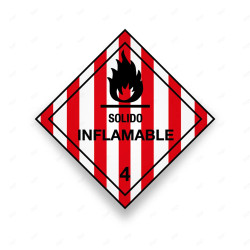 Rombo Transporte Materiales Peligrosos - Clase 4 - Sólidos inflamables | Cod. TMP-25, Transporte Materiales Peligrosos