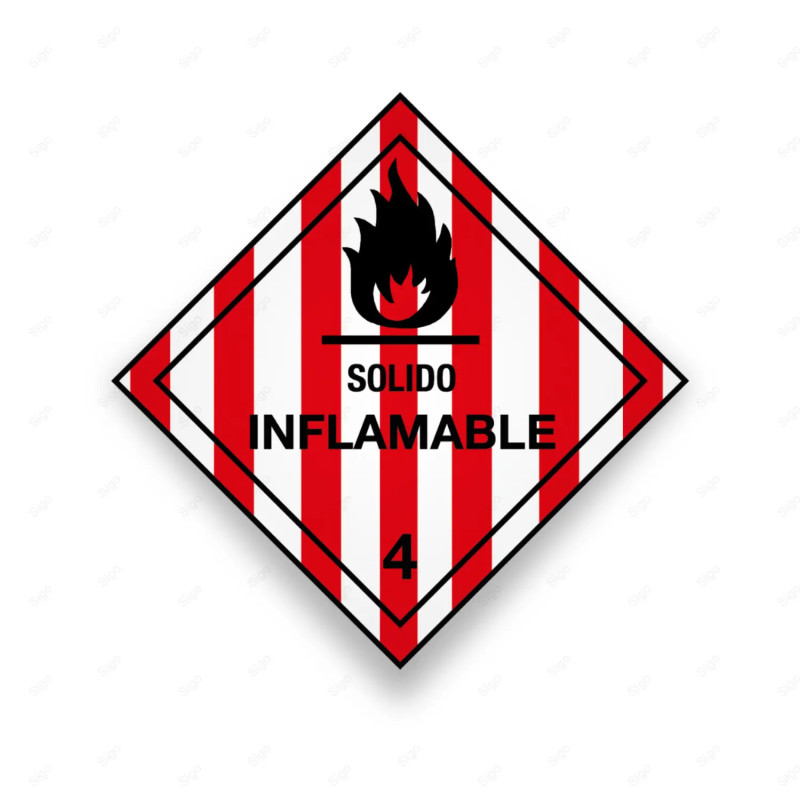 Rombo Transporte Materiales Peligrosos - Clase 4 - Sólidos inflamables | Cod. TMP-25, Transporte Materiales Peligrosos