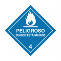 Rombo Transporte Materiales Peligrosos - Clase 4 - Peligroso Cuando Está Mojado | Cod. TMP-29 Transporte Materiales Peligrosos