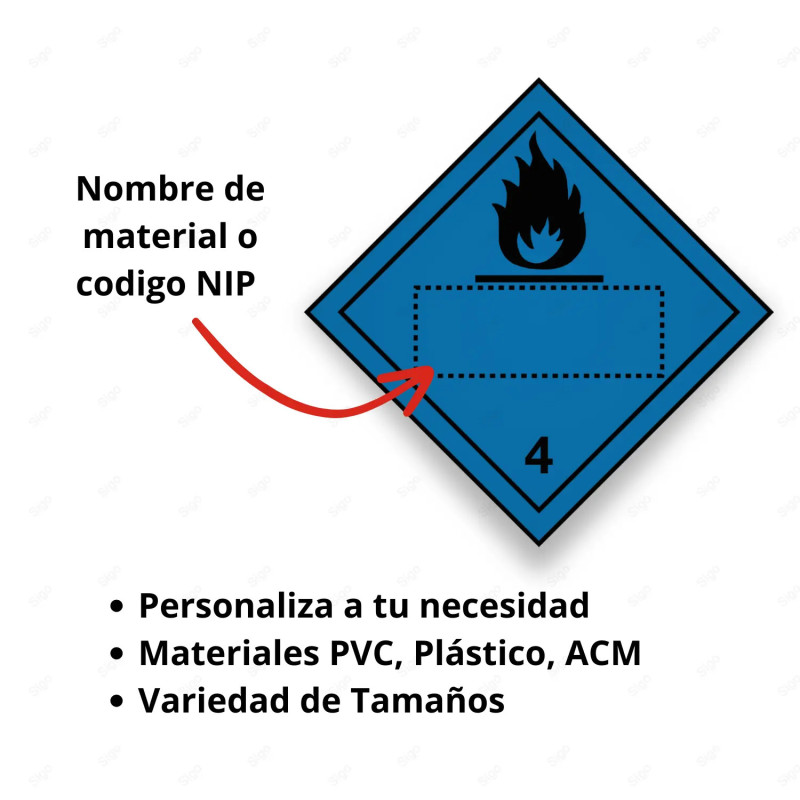 ‣ Rombo Transporte Mat. Peligrosos Clase 4 Azul | SIGO