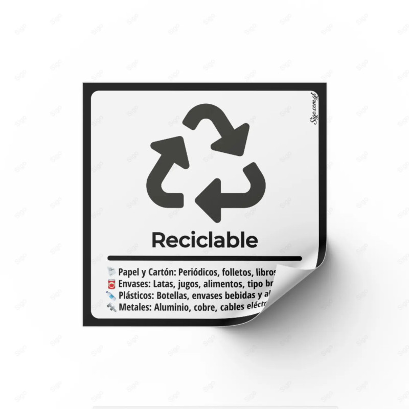 Rótulos de Reciclaje - Sticker Reciclable Informativo