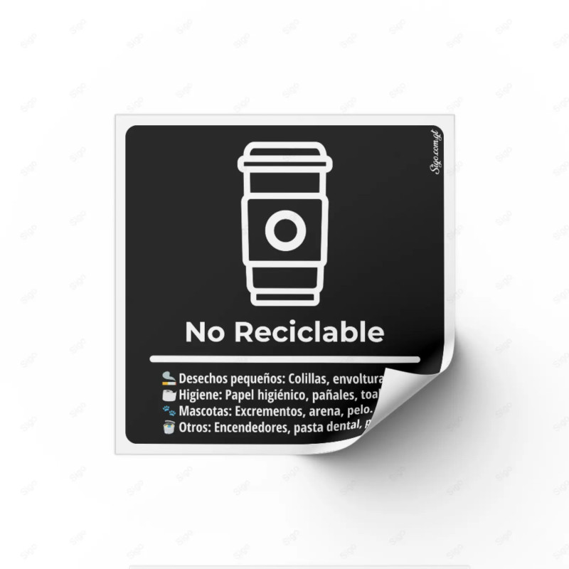 Rótulos de Reciclaje - Sticker NO Reciclable Informativo
