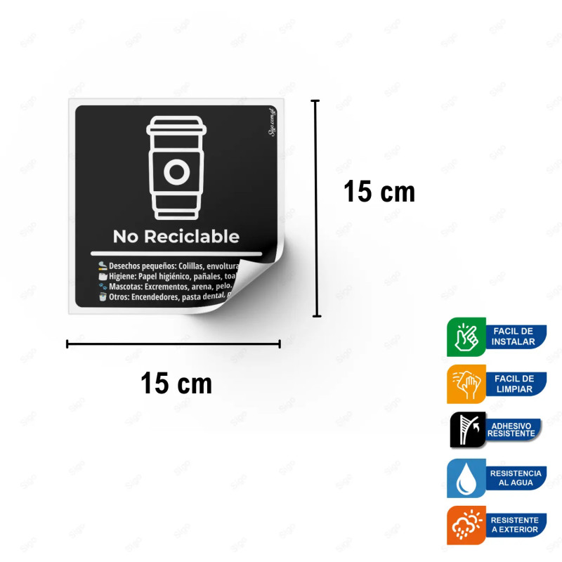 ‣ Rótulos de Reciclaje - Sticker NO Reciclable | SIGO