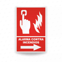 Rótulo Contra Incendios - Alarma contra incendios flecha derecha | Cod. CI-113