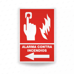 Rótulo Contra Incendios - Alarma contra incendios flecha izquierda | Cod. CI-114