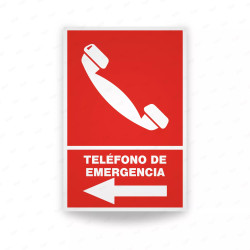 Rótulo Contra Incendios -Telefono de emergencia flecha lado izquierda | Cod. CI-116
