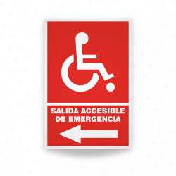 Rótulo Contra Incendios - Salida accesible de emergencia flecha izquierda | Cod. CI-140