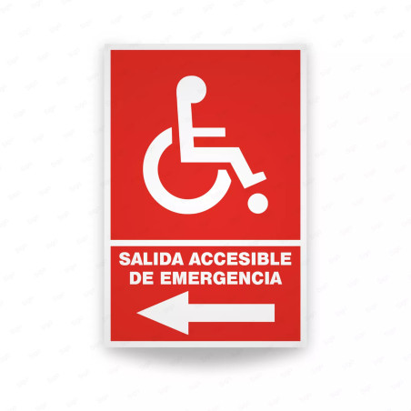 Rótulo Contra Incendios - Salida accesible de emergencia flecha izquierda | Cod. CI-140