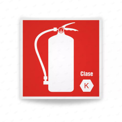 Rótulo Contra Incendios - Extintor Clase K | Cod. CI-008