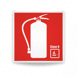Rótulo Contra Incendios - Extintor Clase K  | Cod. CI-009