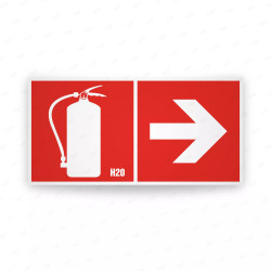 Rótulo Contra Incendios - Extintor H20 flecha derecha| Cod. CI-204