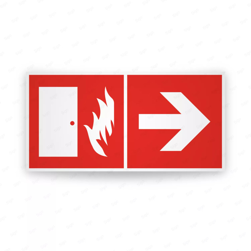 Rótulo Contra Incendios - Puerta contafuego flecha derecha| Cod. CI-213
