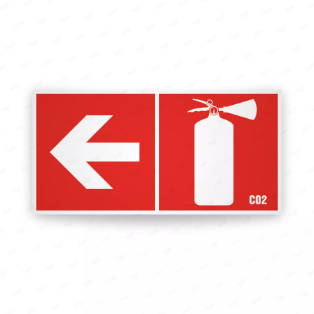 Rótulo Contra Incendios - Extintor C02 flecha izquierda| Cod. CI-239