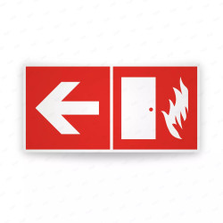 Rótulo Contra Incendios - Puerta contafuego flecha izquierda| Cod. CI-248