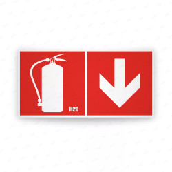 Rótulo Contra Incendios -  Extintor H20 flecha abajo  | Cod. CI-271
