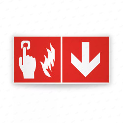 Rótulo Contra Incendios - Alarma contra incendios flecha abajo  | Cod. CI-288