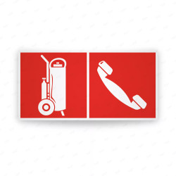 Rótulo Contra Incendios - Extintor rodante/Telefono de emergencia| Cod. CI-309