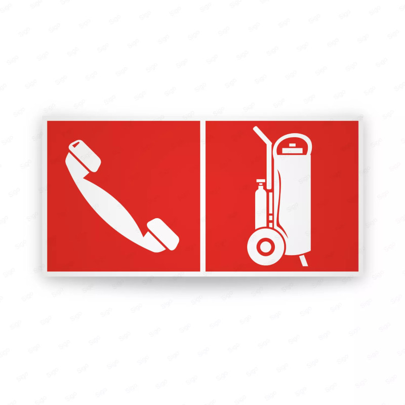 Rótulo Contra Incendios - Telefono de emergencia/Extintor rodante | Cod. CI-331