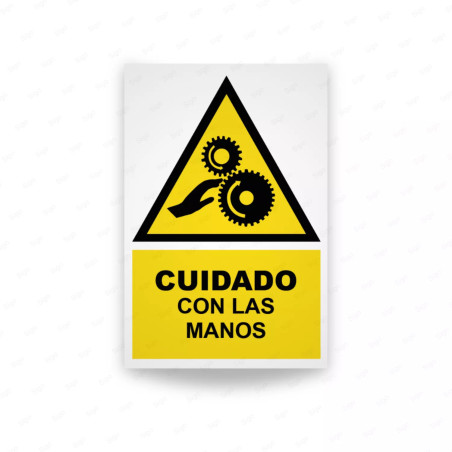 Rótulo de Atención - Cuidado con las manos| Cod. AD-647