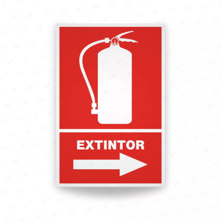 Rótulo Contra Incendios - Extintor flecha derecha| Cod. CI-105, Señales de Incendio