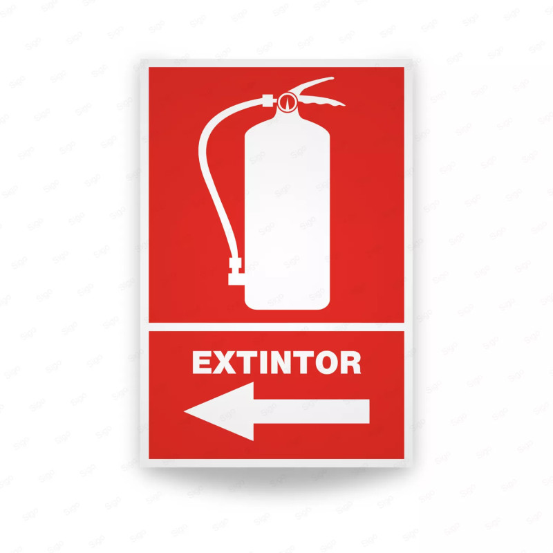 Rótulo Contra Incendios - Extintor flecha izquierda | Cod. CI-104, Señales de Incendio