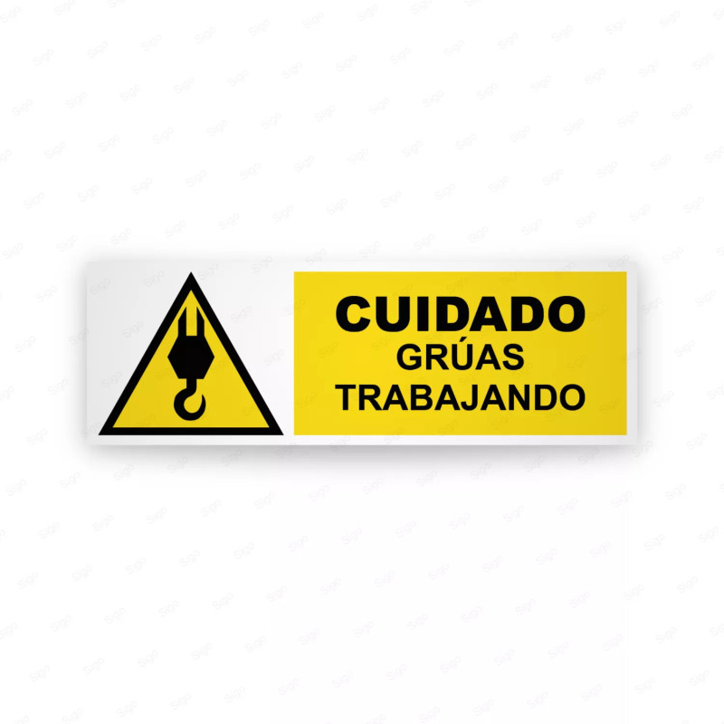 Rótulo de Atención -  Cuidado gruas trabajando | Cod. AD-740