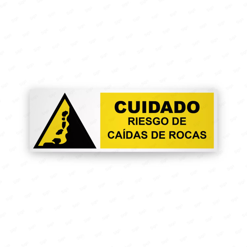 Rótulo de Atención - Cuidado riesgo de caidas de rocas | Cod. AD-745