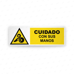Rótulo de Atención -  Cuidado con sus manos  | Cod. AD-746
