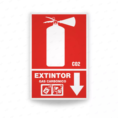 Rótulo Contra Incendios - Extintor Gas Carbónico C02| Cod. CI-152, Señales de Incendio