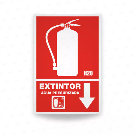 Rótulo Contra Incendios - Extintor agua presurizada H20 | Cod. CI-154, sistema contra incendios