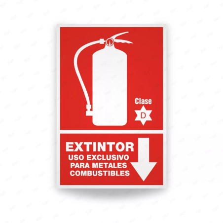 Rótulo Contra Incendios - Extintor uso exclusivo para metales combustibles Clase D | Cod. CI-156