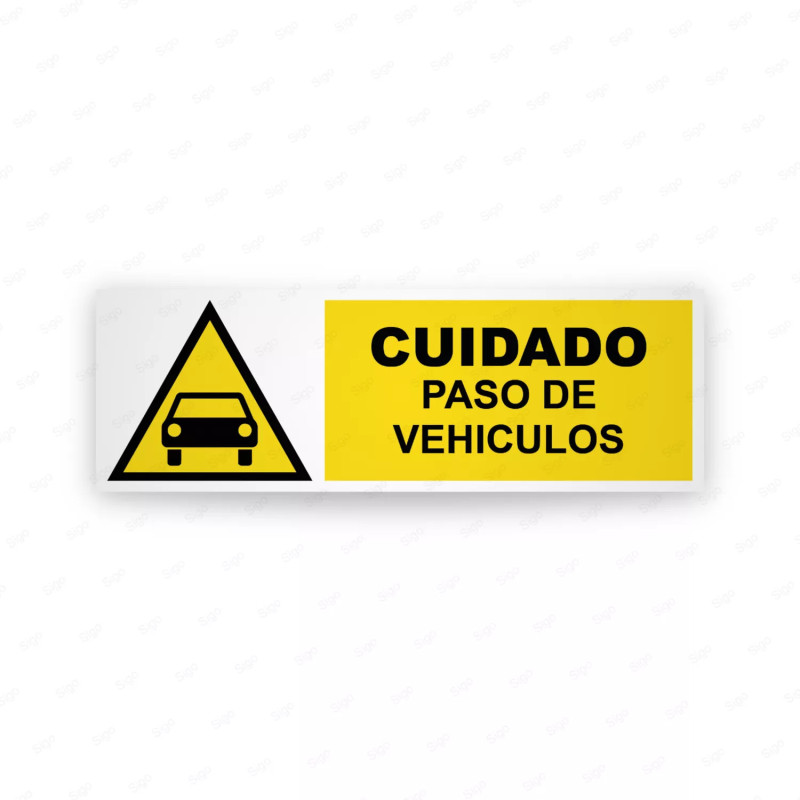 Rótulo de Atención -  Cuidado paso de vehiculosl | Cod. AD-755