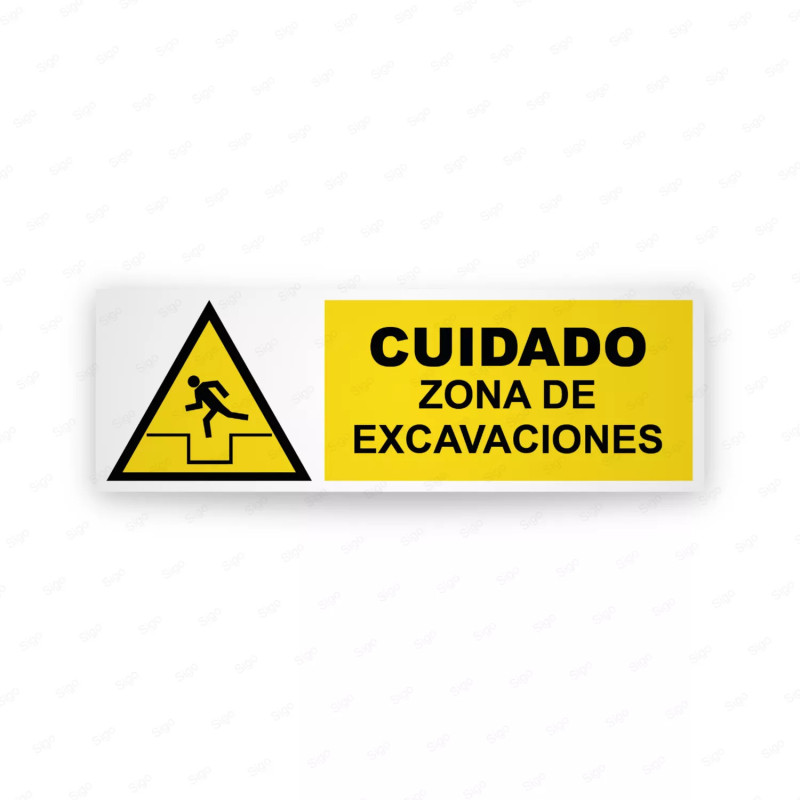 Rótulo de Atención -  Cuidado zona de excavaciones| Cod. AD-757