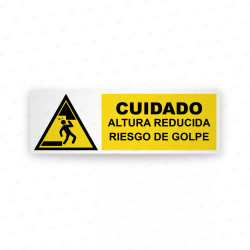 Rótulo de Atención -  Cuidado altura reducida riesgo de golpe| Cod. AD-758